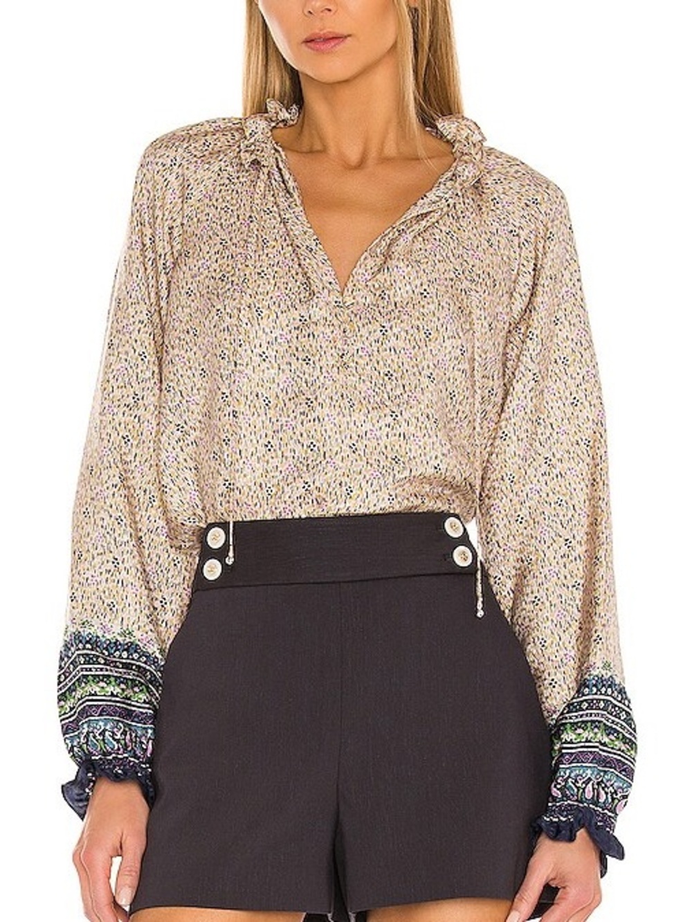 Veronica Beard Antonette Top Silk Multicolor women’s 4 Bohemian Quiet Luxury NWT